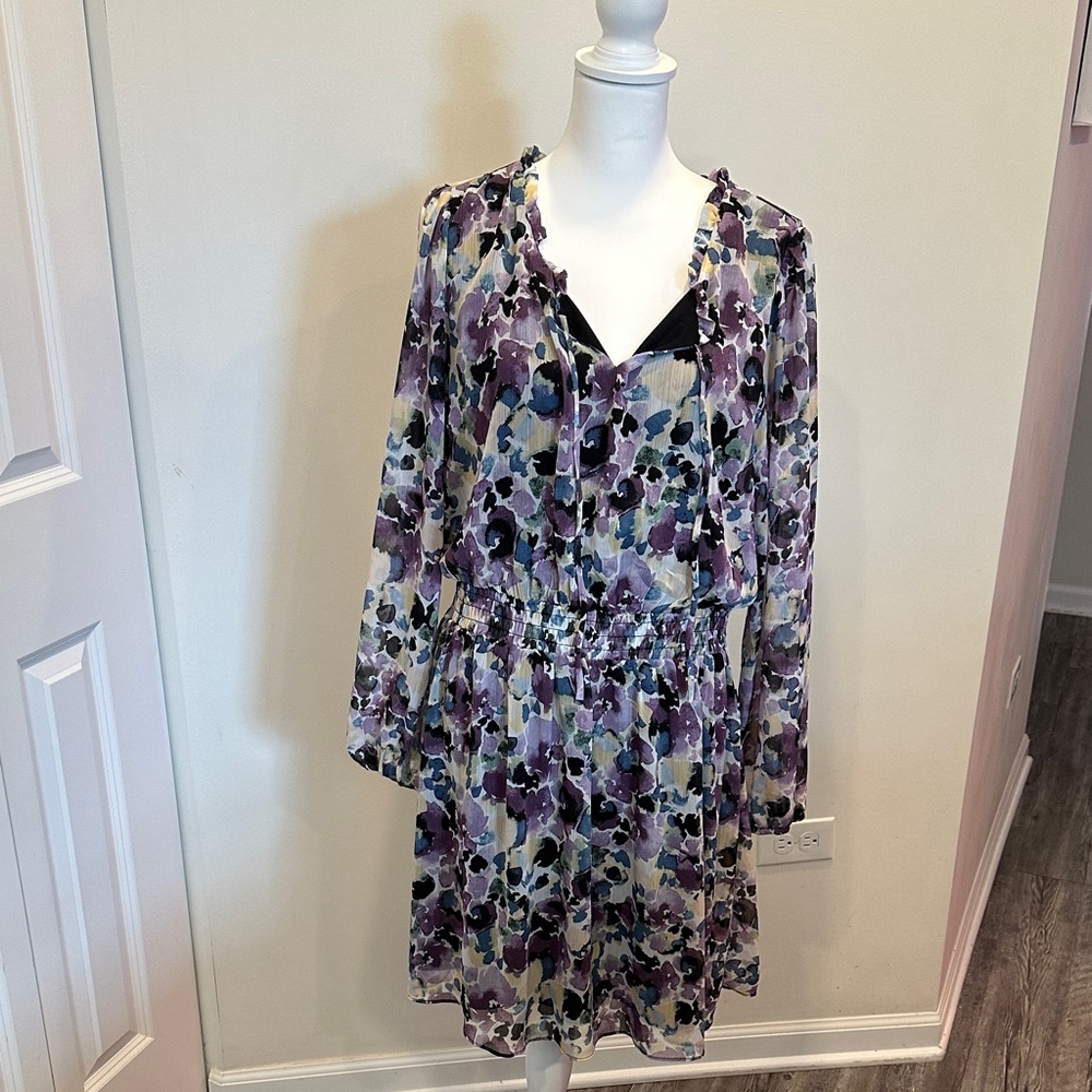 Fortune + Ivy Vibrant Floral Print Long Sleeve Dress